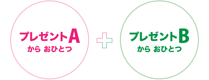 プレゼントAからおひとつ＋プレゼントBからおひとつ
