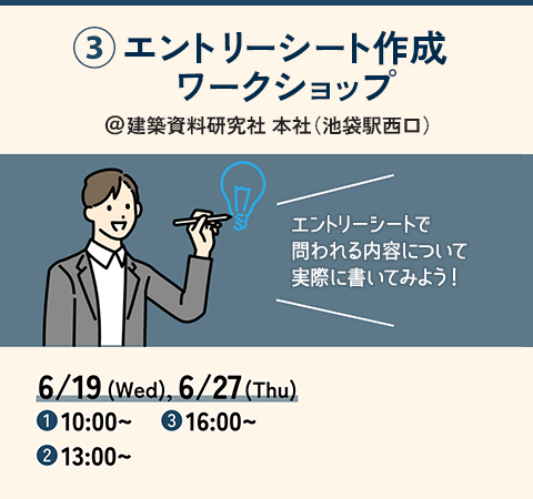③エントリーシート作成ワークショップ @建築資料研究社 本社(池袋西口)